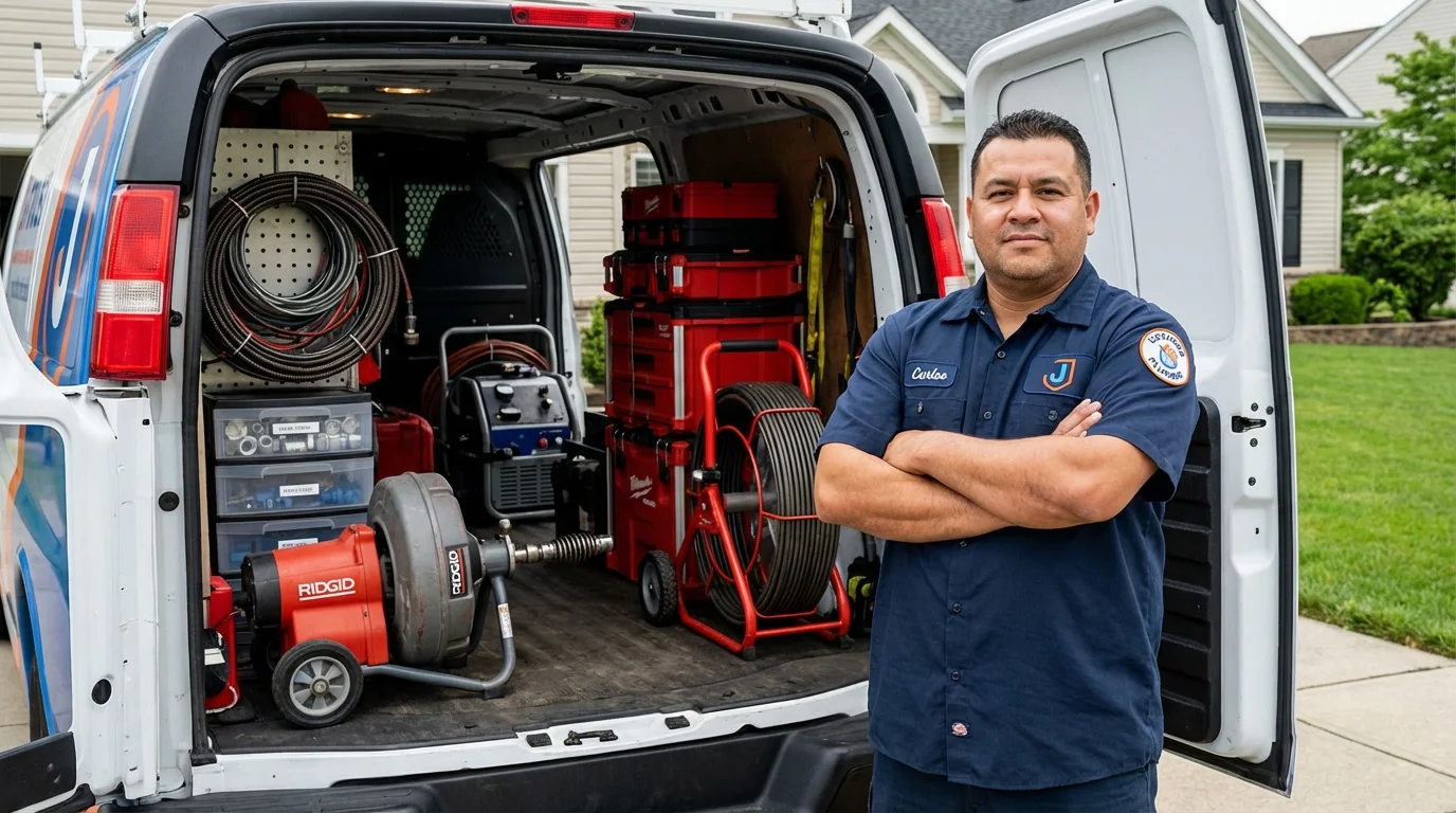 Professional drain cleaning equipment and Johns Plumbing LLC plumber in Blacksburg