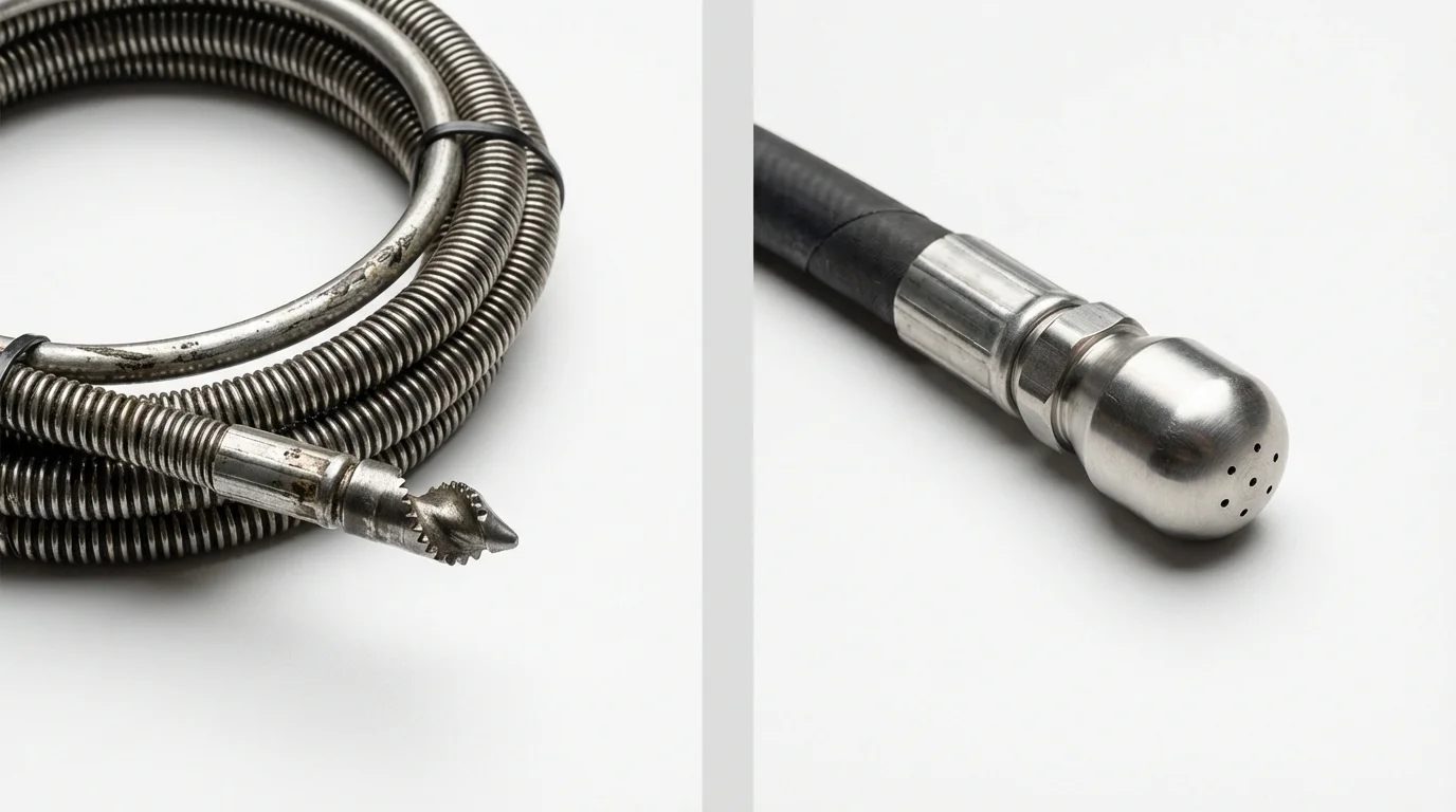 Drain snake cable and hydro jetting nozzle used for drain cleaning in Blacksburg, SC