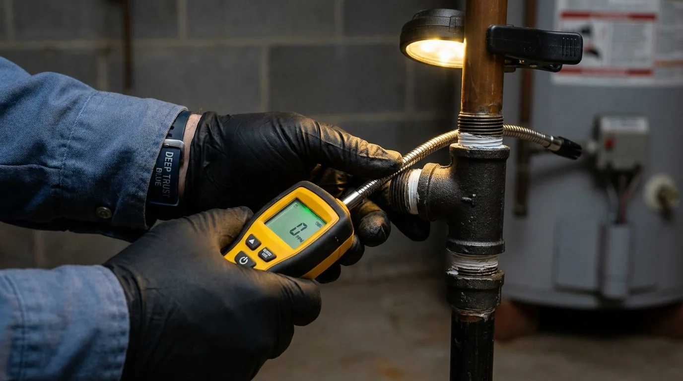 Gas leak detection with electronic sniffer by Johns Plumbing LLC in Blacksburg