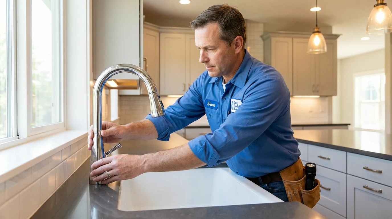 Kitchen faucet installation by Johns Plumbing LLC in Blacksburg