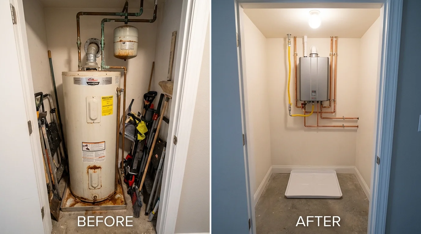 Tank water heater versus wall-mounted tankless unit comparison for Blacksburg, SC homeowners