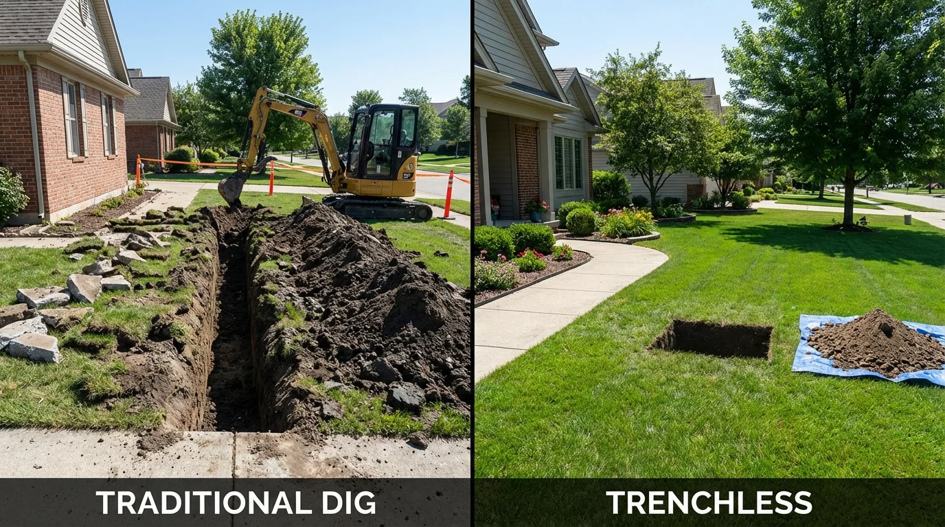 Trenchless sewer repair with minimal yard damage versus traditional excavation in Blacksburg, SC
